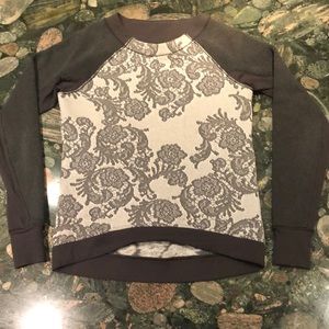 lululemon athletica Gray Crew Neck Sweater with Floral Design